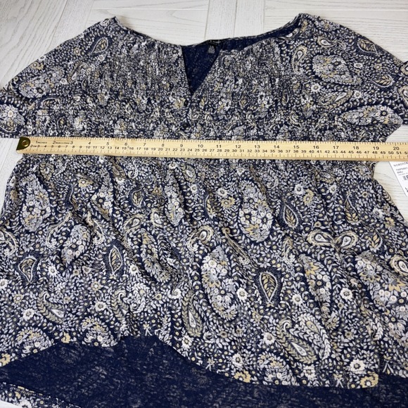 Lucky Brand Paisley Smocked long sleeve top Size Large  Boho, Multicolor Indie - Picture 6 of 10
